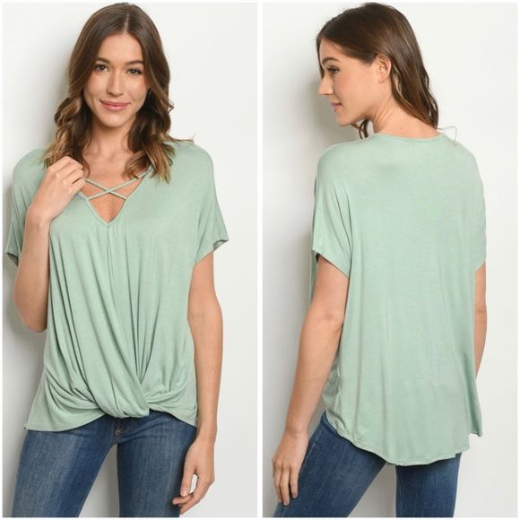 🆕Sage criss cross bottom twist top - Picture 1 of 3